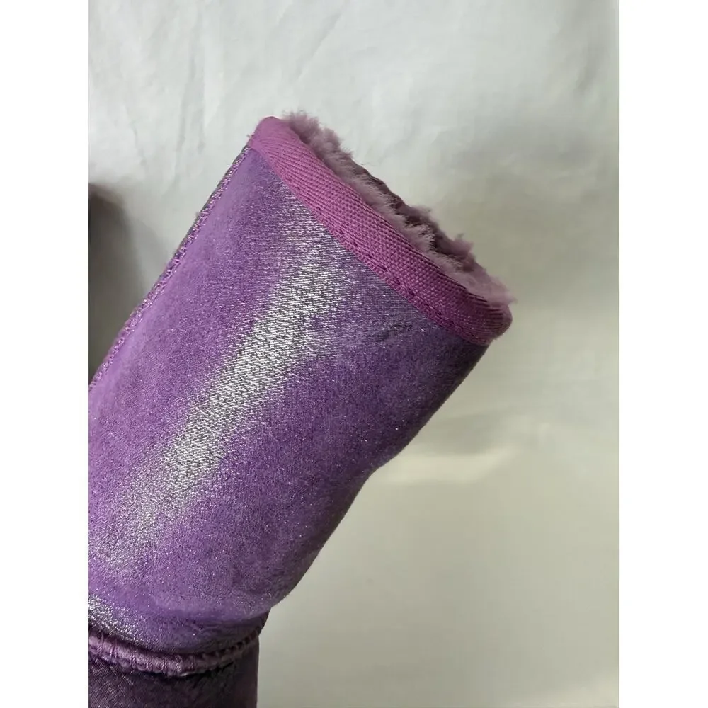 UGG Classic Glitter Boots Big Girls Size 4 Purple Grape Sparkle
